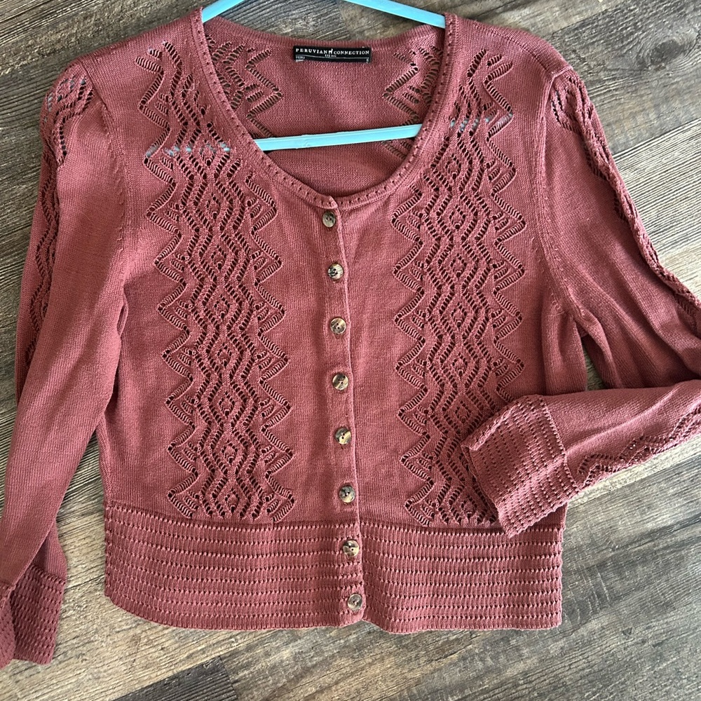 Peruvian Connection cardigan  - Dusty Rose